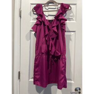 Love‎ Posh Magenta Purple Ruffle V-Neck Mini Dress Sleeveless Elastic Waist M